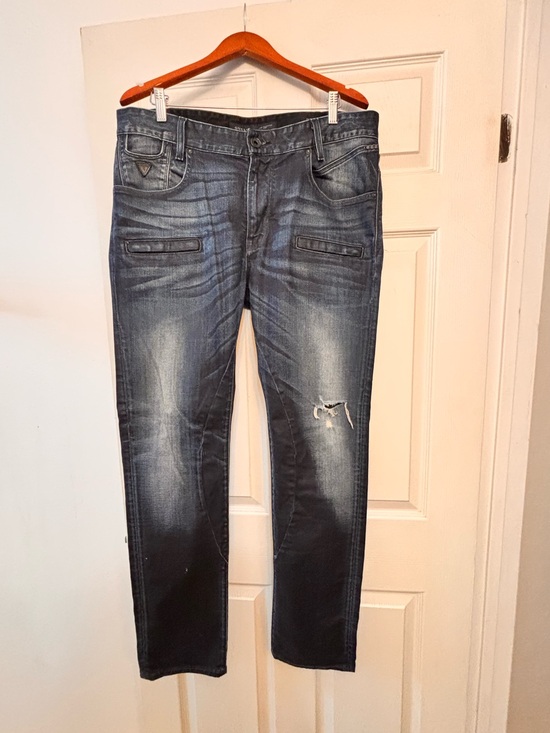 Guess Other - Guess: Men's Distressed Dark Blue Slim Jeans